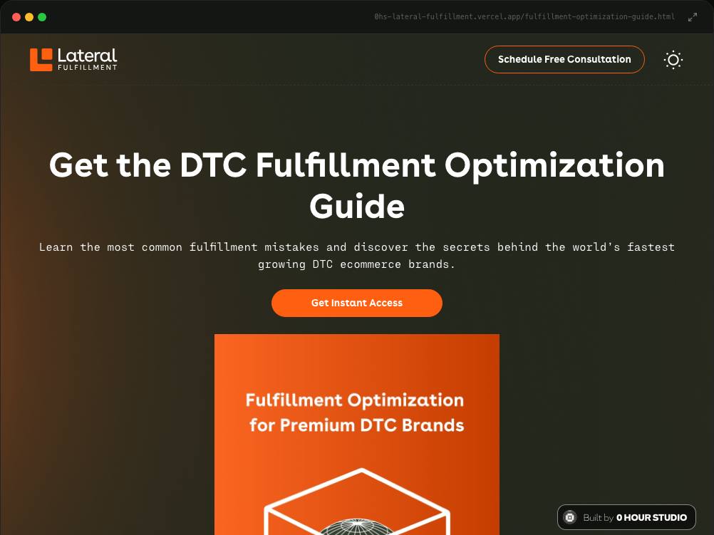Lateral Fulfillment · Fulfillment Optimization Guide